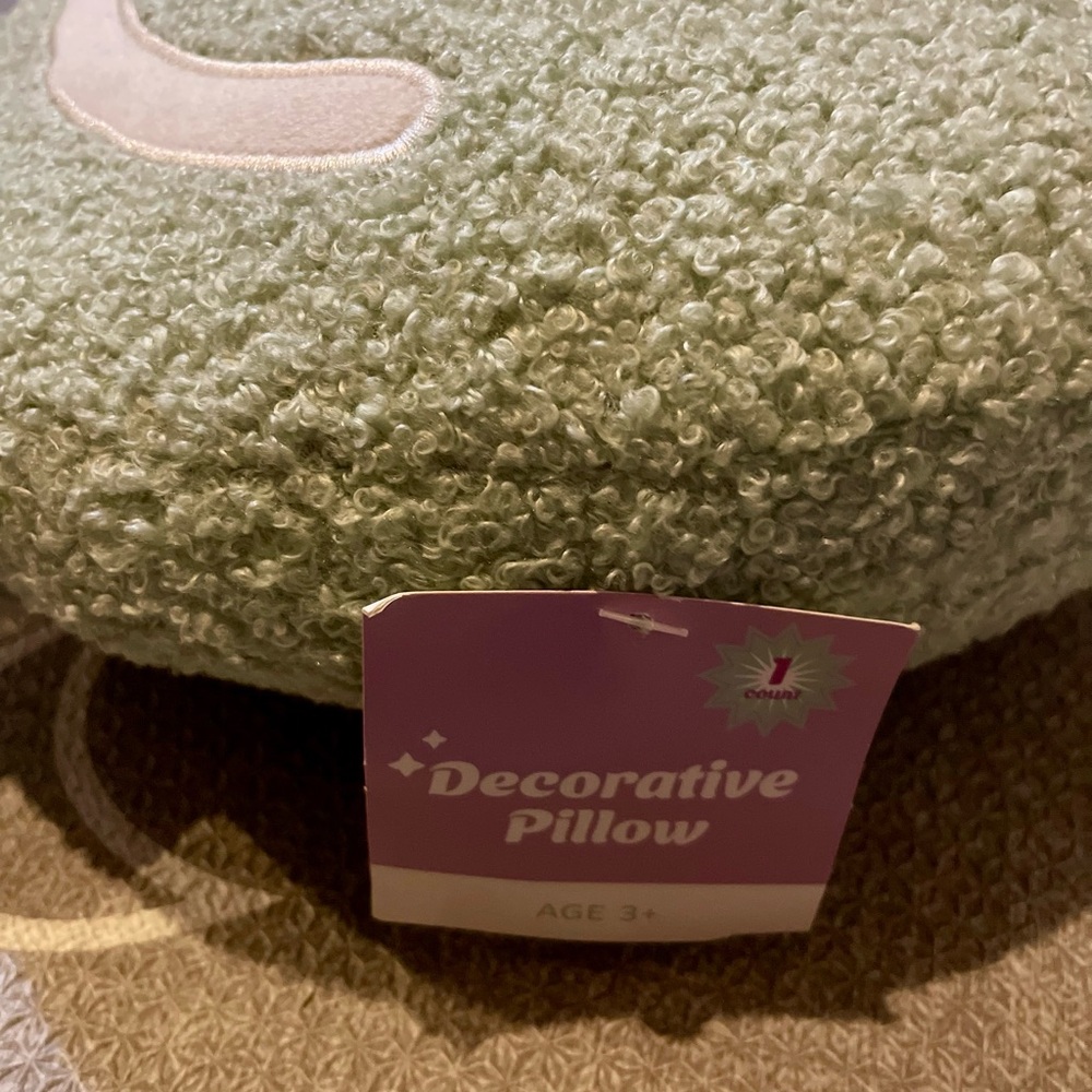 Green Smiley Face Plush Pillow - Picture 4 of 4